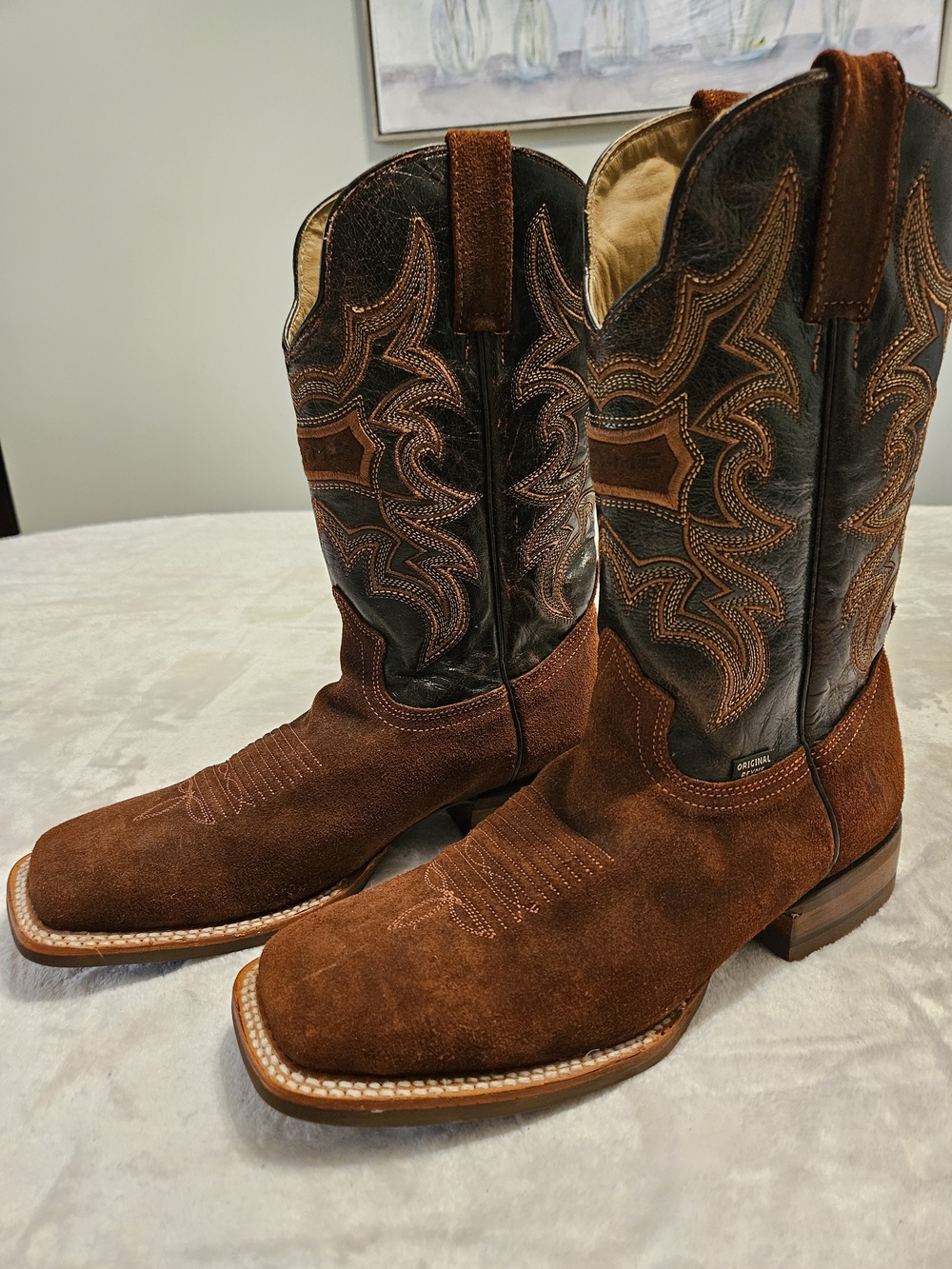 Reyme Men's Brown Suede Western Boots - Classic Cowboy Style